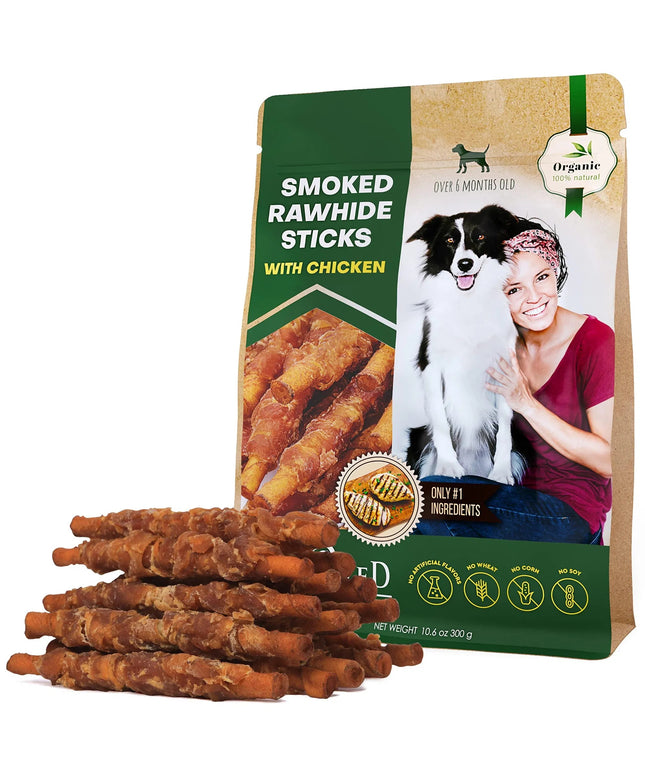 Smoked Rawhide Sticks Wrapped with Chicken – Healthy, Grain-Free Chews for Dogs | PetPexi

