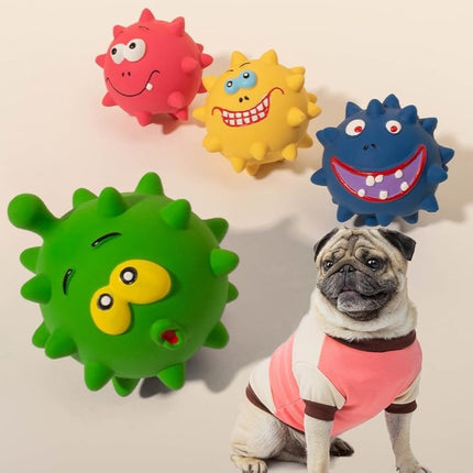 Premium squeaky dog toys set from Petpexi – durable latex rubber balls with cute faces for small, medium, and large dogs