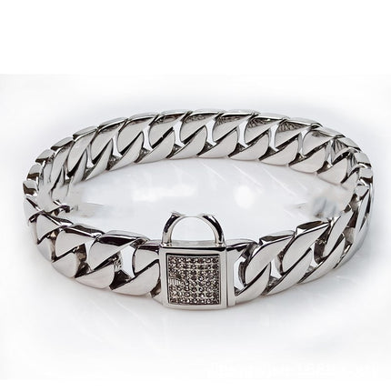Stainless steel casting dog chain collar in steel color and gold, scalable sizes from 30cm to 75cm, durable and rust-resistant for pets

