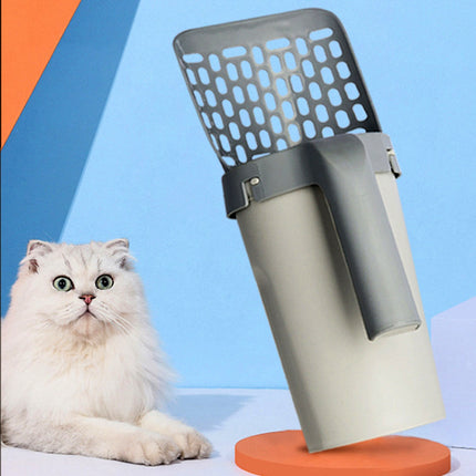 Storage Box Integrated Lazy Cat Litter Shovel Set in advanced gray, durable and easy to clean, sold by www.petpexi.com

