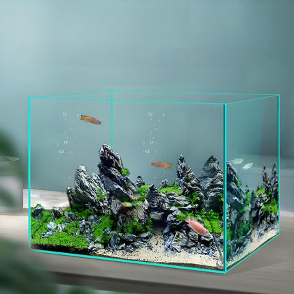 Medium super white glass household desk fish tank with crystal-clear view for home or office décor

