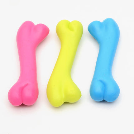 Premium TPR rubber dog bone chew toy for puppies, eco-friendly and bite-resistant, available at www.petpexi.com with free USA shipping