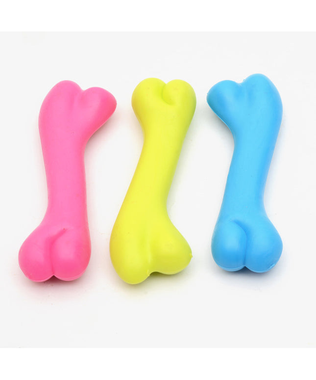 Premium TPR rubber dog bone chew toy for puppies, eco-friendly and bite-resistant, available at www.petpexi.com with free USA shipping