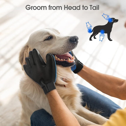 Upgrade pet grooming gloves with 255 soft silicone tips for cats, dogs, and horses by Petpexi. Gentle shedding, bath mittens, adjustable wrist strap

