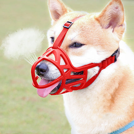 Upgraded reinforced dog mouth cover by Petpexi in black, red, and reflective black styles. Durable, comfortable muzzle for medium to large dogs, multiple sizes available

