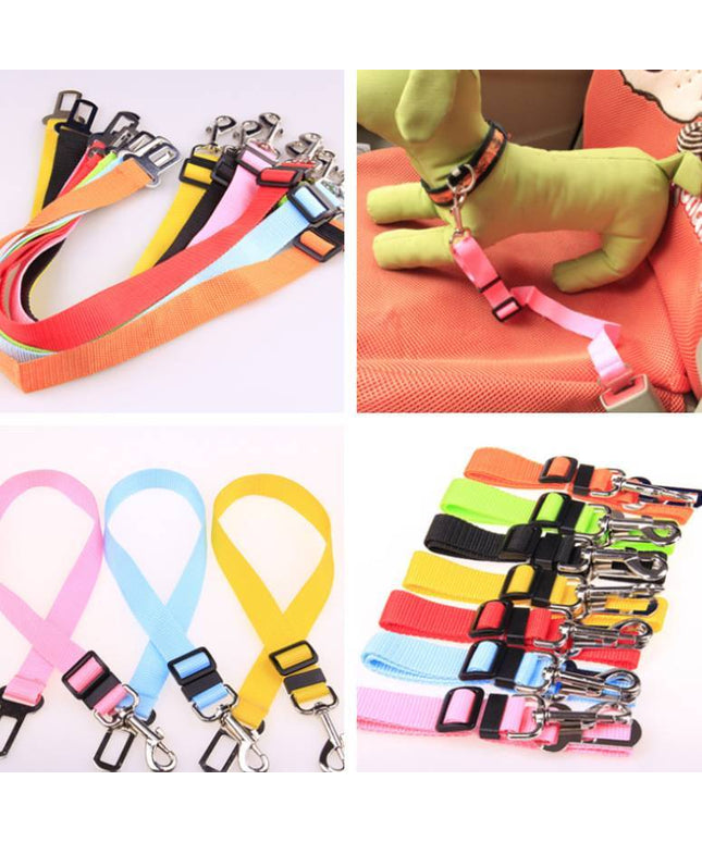 Vehicle Pet Seat Belt Dog Leash, adjustable and heavy-duty for safe travel, made of durable polyester and nylon from petpexi.com