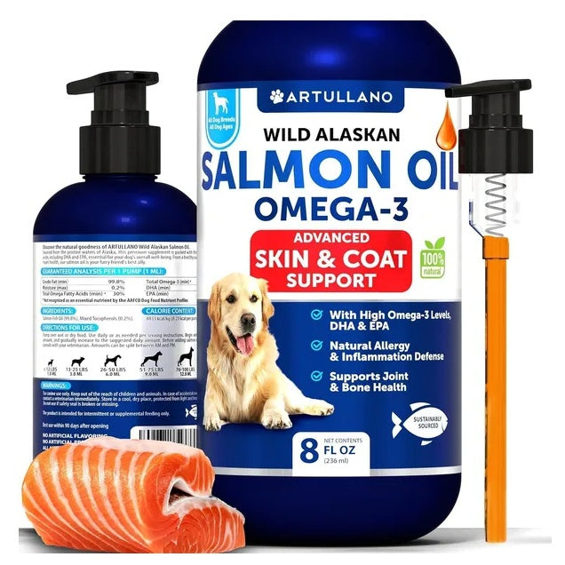 Wild Alaskan Salmon Oil for Dogs – Omega-3 Joint and Coat Support Supplement by PetPexi