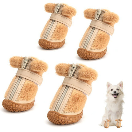 Winter plush dog shoes with cute ear design and anti-slip soles for small dogs – Petpexi

