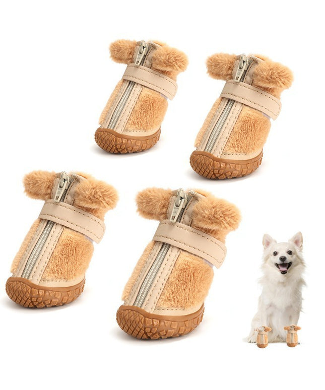 Winter plush dog shoes with cute ear design and anti-slip soles for small dogs – Petpexi

