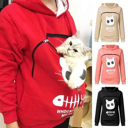 Women’s hoodie sweatshirt with front cat carrier pocket for small pets – Petpexi USA

