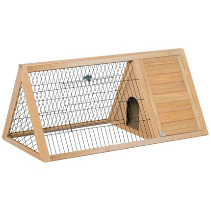 Wooden A-frame Outdoor Rabbit Cage with Running Area and Yellow Finish for Small Animals

