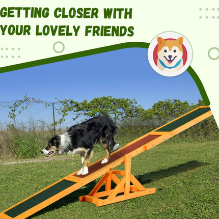 Wooden Dog Agility Seesaw – 71 Inch Weather-Resistant Training Equipment for Dogs – Available at www.petpexi.com with Free USA Shipping

