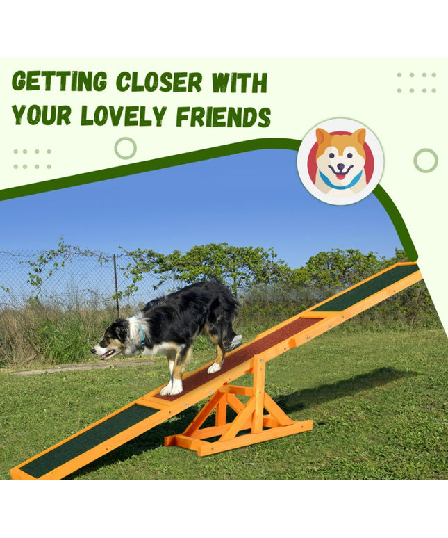 Wooden Dog Agility Seesaw – 71 Inch Weather-Resistant Training Equipment for Dogs – Available at www.petpexi.com with Free USA Shipping

