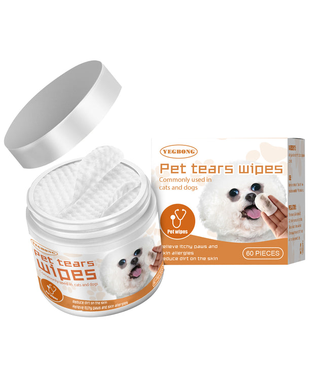 Yegbong pet wet wipes with aloe vera, glycerin, and chamomile extract by Petpexi, designed for gentle tear stain removal and eye cleaning for dogs and cats

