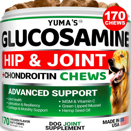 Yuma's Glucosamine For Dogs – Joint Health Supplement for Dogs – 170 Chews – Hip and Joint Support

